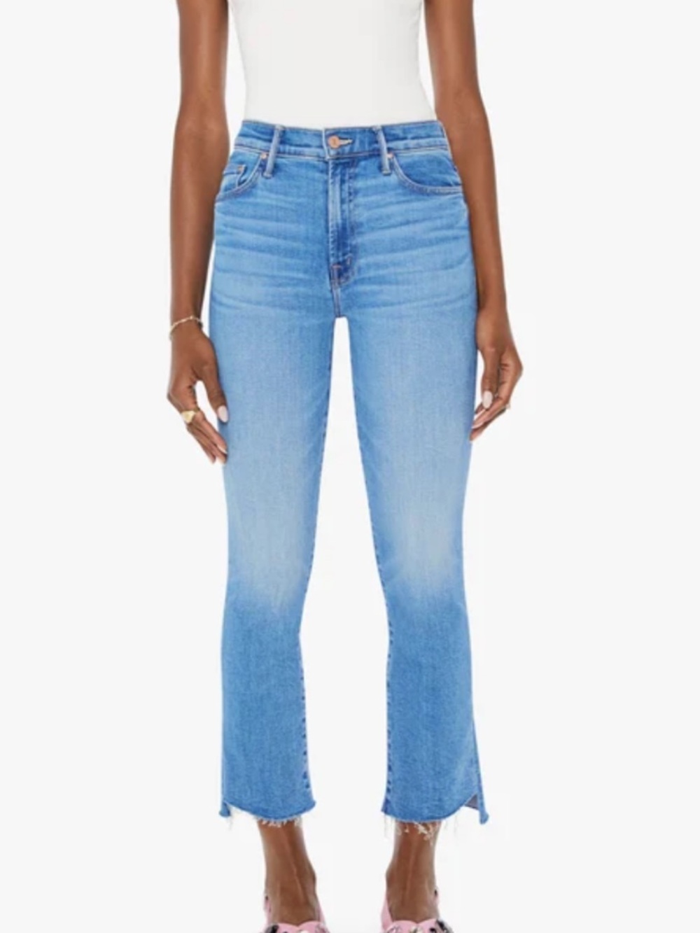 LImited edition Lil’ MOTHER Light Wash High-Rise Cropped Flare Jeans